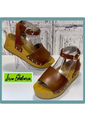 *HOT TREND* Sam Edelman Brynn Open Toe Platform Clog Sandal 7.5 Brown